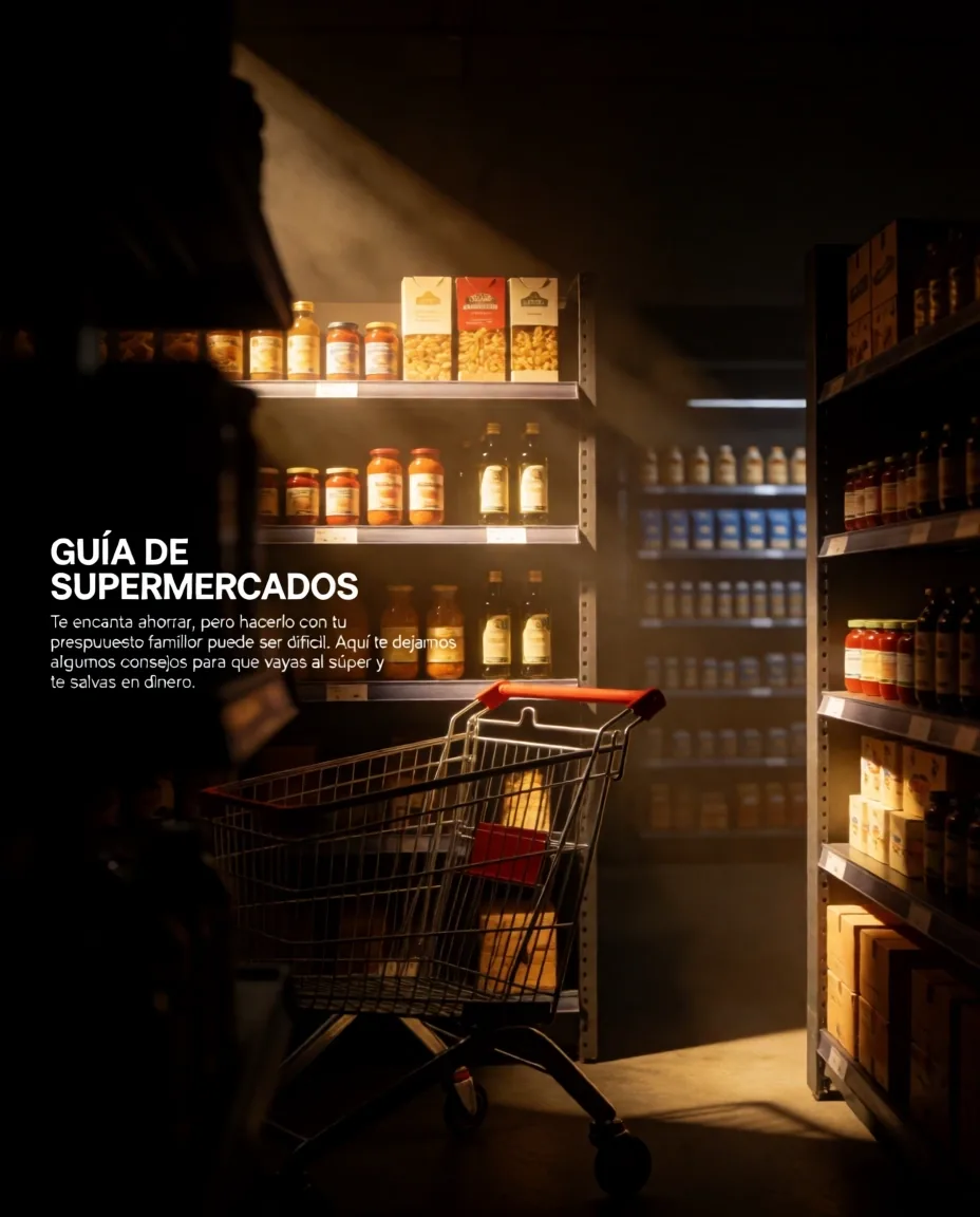 Pasillo de supermercado en penumbras con iluminación táctica